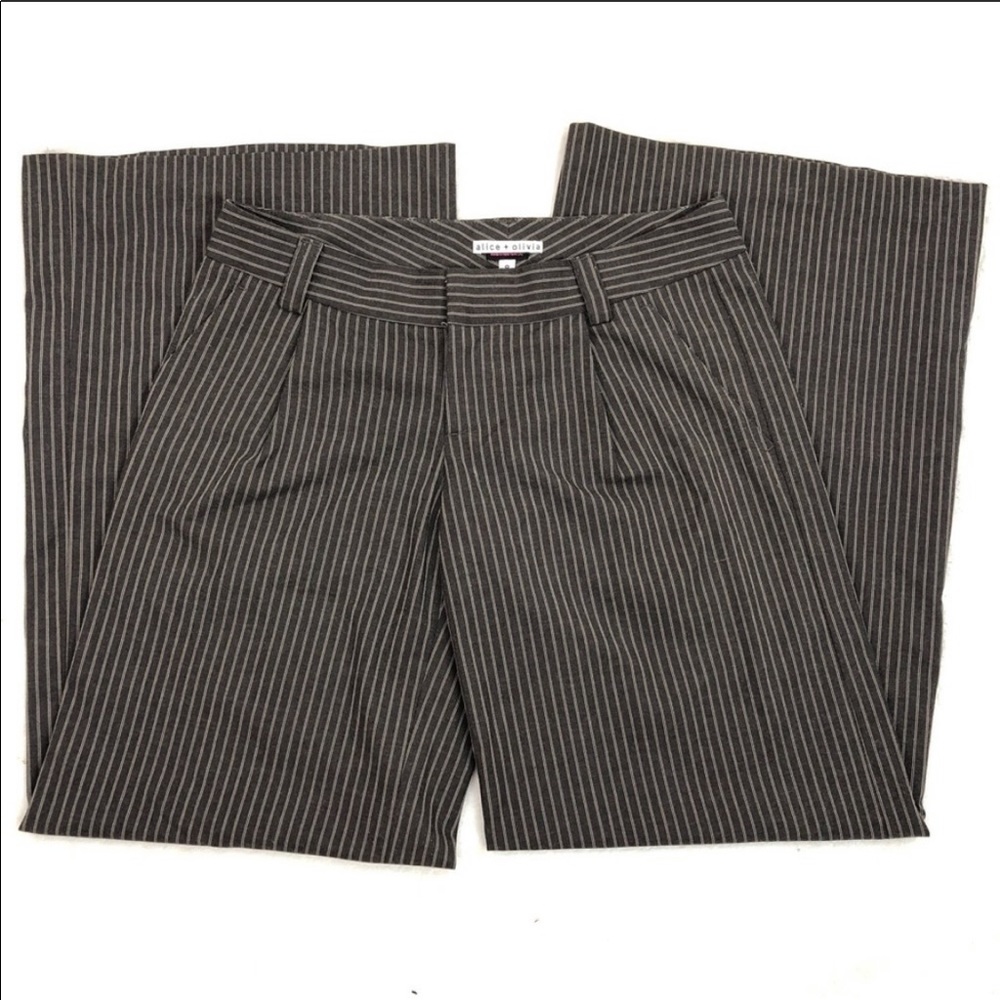 Alice + Olivia wide leg brown with pinstripes - Picture 1 of 8